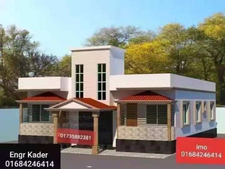 চার রুমের বাড়ির নকশা।