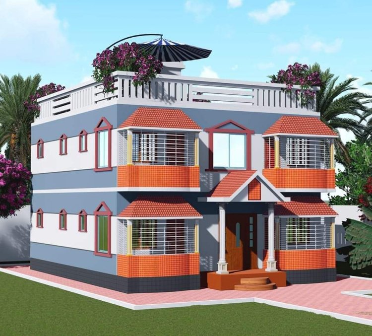 দুই তলা বাড়ির সামনের ছবি